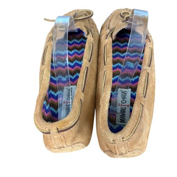Minnetonka Suede Leather Moccasins Slip On Loafers Flats Shoes Fabric Lined 11 - Picture 10 of 16